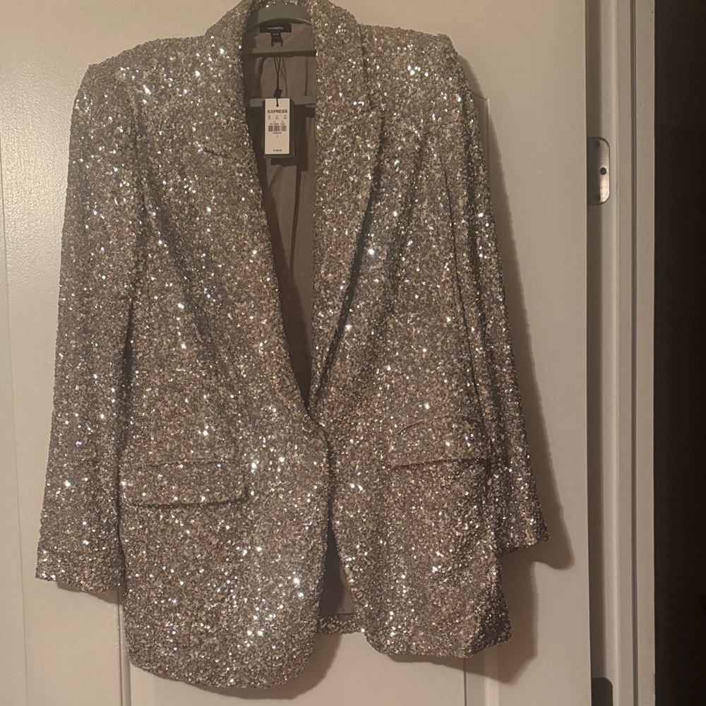 Express Gorgeous Glittering Metallic Blazer